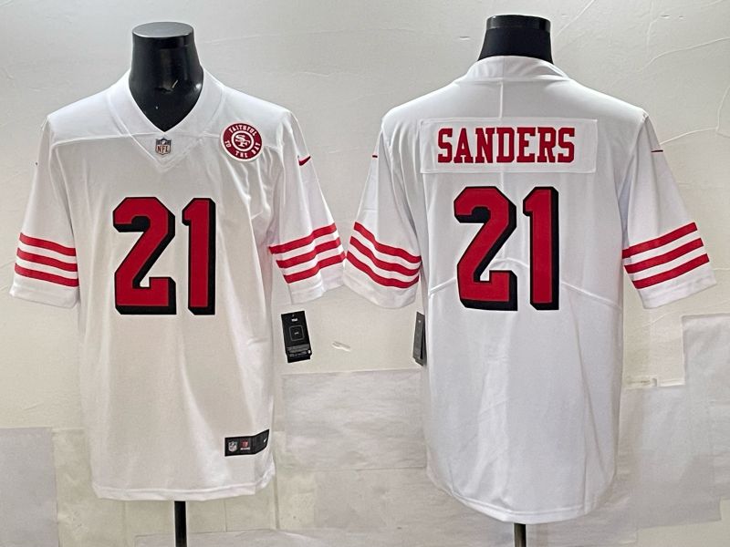 Men San Francisco 49ers #21 Sanders White Throwback Nike Limited NFL 2025 Jersey style 08->san francisco 49ers->NFL Jersey
